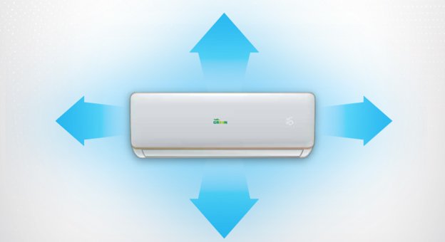 نحوه پرتاب باد در کولر گازی و اسپلیت گرین مدل GWS-H12P1T1B